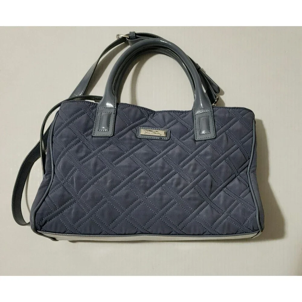 Vera Bradley Womens Purse Solid Gray Quilted 2 Handles Shoulder Strap Pockets